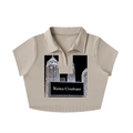 Kenz Couture V-Neck Lapel Crop Top