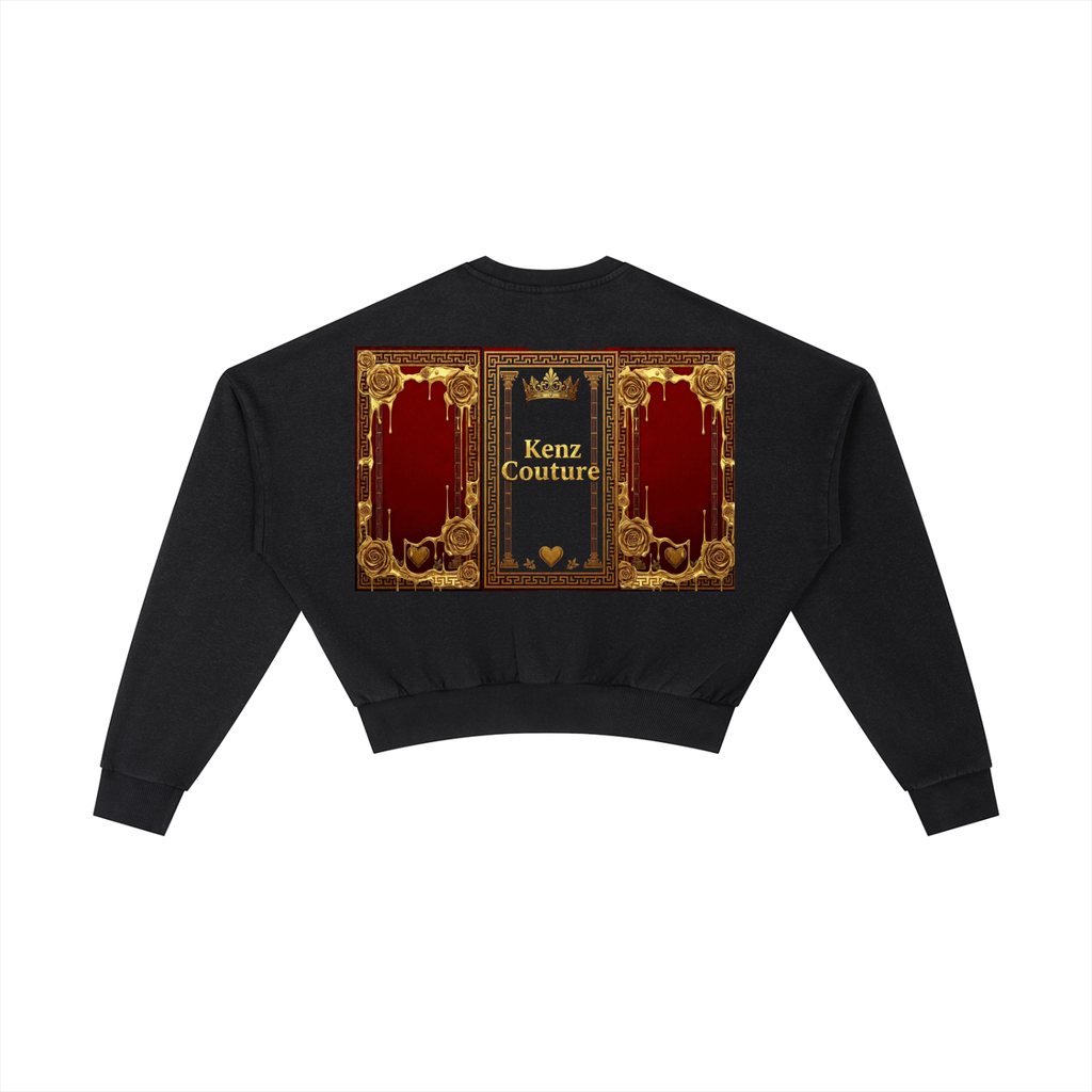 Gold Roses Vintage Washed Cropped Sweatshirt