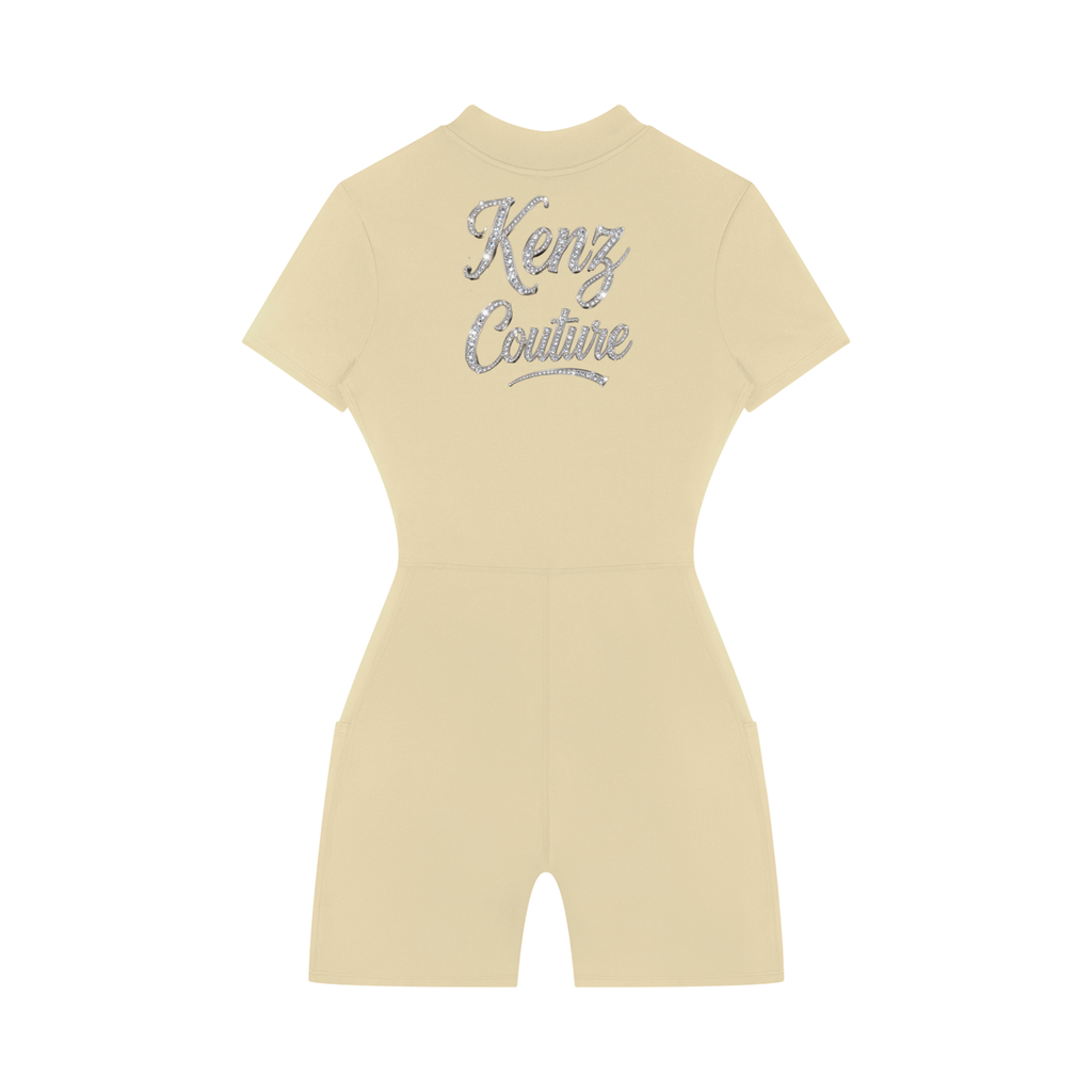 "BEE"live in yourself Quarter-Zip Short Sleeve Romper