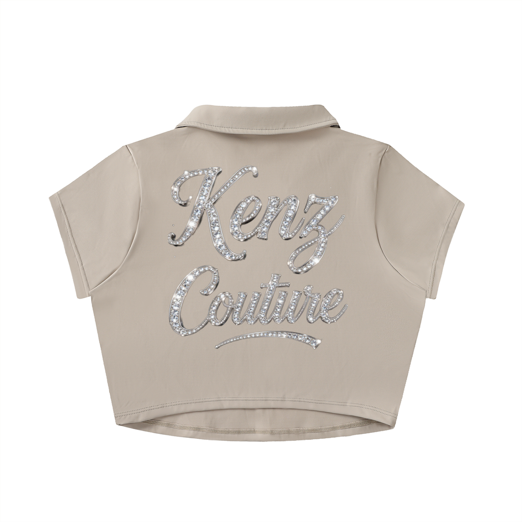 Kenz Couture V-Neck Lapel Crop Top